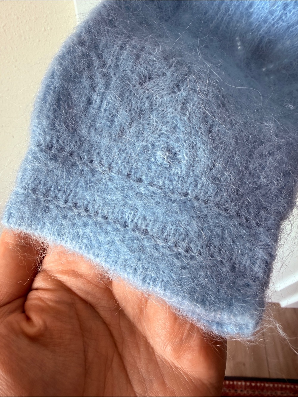Sézane Louison Jumper in Polar Blue Knit Scalloped Crochet Hem Sweater Medium - Picture 6 of 10